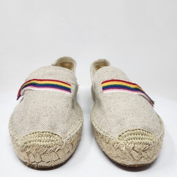 Soludos Rainbow Smoking Slipper Women 10 Cream Canvas Rainbow Espadrille - Picture 5 of 11